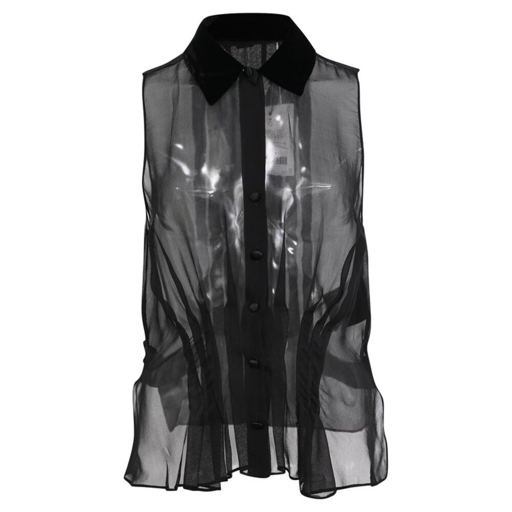 Alexander Wang Sheered Sleeveless Blouse in Black Silk